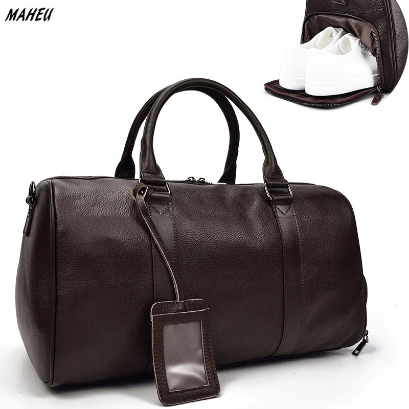 [IMPORT] Maheu 100% Asli Pria Kulit Tas Travel Cowskin Besar Ransel Kapasitas Besar Tas Sepatu