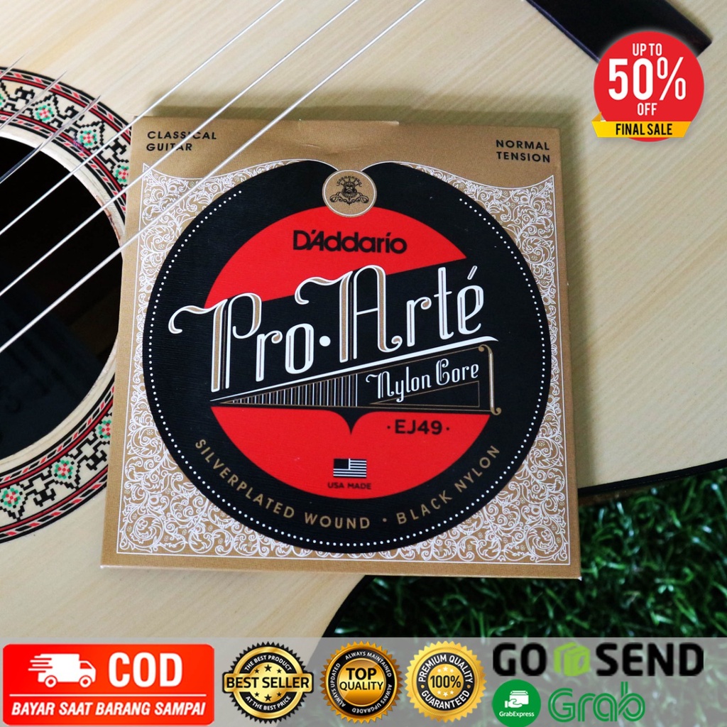 Senar Gitar D'addario Klasik Pro Arte EJ49 Black Nylon Nilon Hitam 1 Set