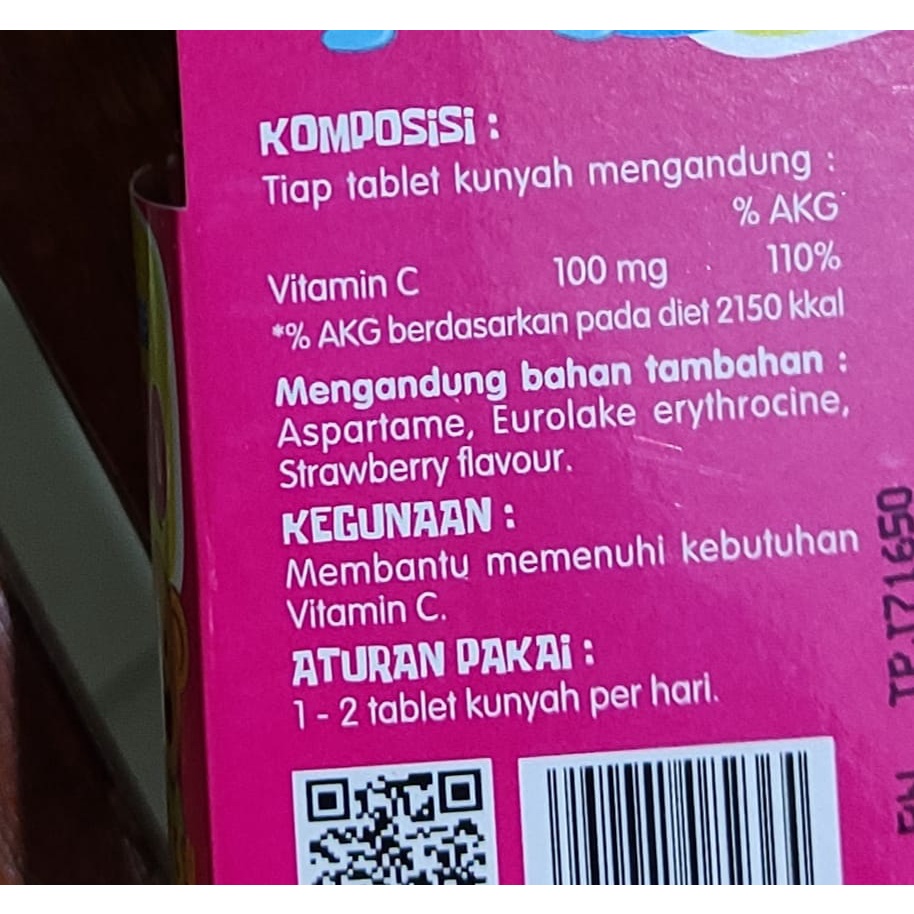 Biolysin Kids C-100 isi 30 Tablet Kunyah / Rasa Strawberry / Vitamin C / Vitamin Anak