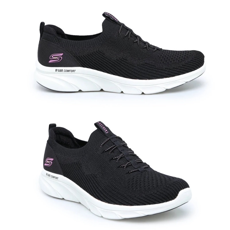 SEPATU WANITA TERBARU SKECHERS 104335 BKW ORIGINAL SPORTS D'LUX COMFORT HITAM