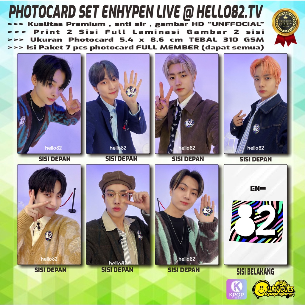 PHOTOCARD FULL SET PREMIUM ENHYPEN DILEMMA LIVE PHOTO SELFIE COLLECTION // FULL PRINT 2 SISI LAMINASI GLOSSY ISI 7 PCS