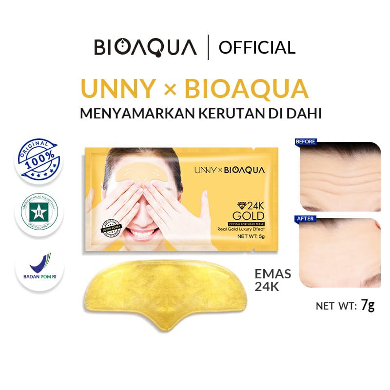 BPOM UNNY × BIOAQUA 24K Gold Collagen Crystal Forehead Mask 7g / Masker Dahi  BB