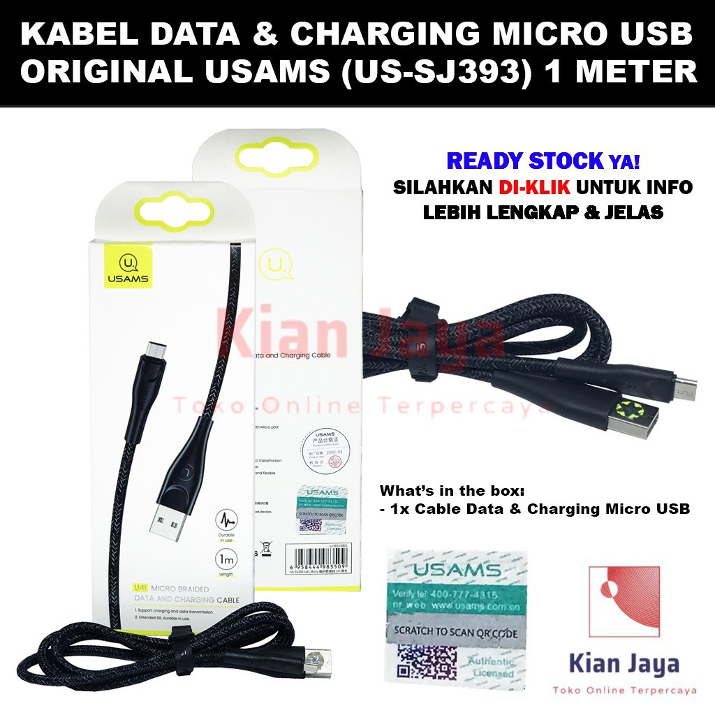 Usams Kabel Data Micro USB Cable Support Fast Charging dan Data Transmission Original