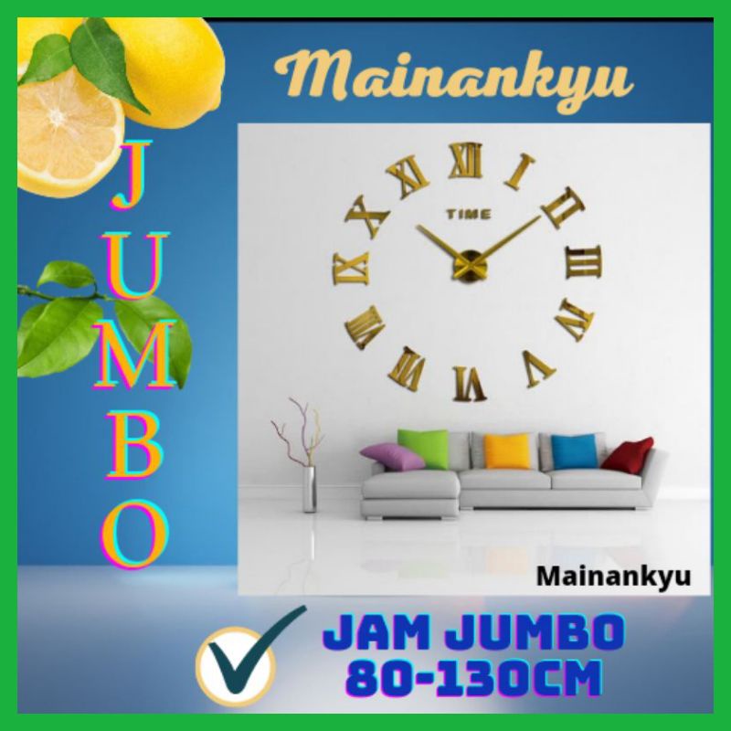 (MAINANKYU) Jam Dinding Besar DIY Giant Wall Clock Quartz Creative Design 80-130cm - DIY-106