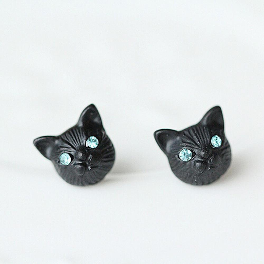 Timekey Anting Tusuk Desain Kucing Variasi 3 Warna Untuk Wanita A5K4