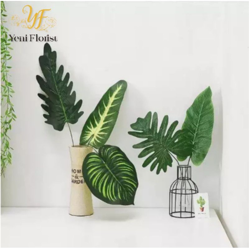 daun artificial / daun palsu / daun jari / daun monstera / daun palem