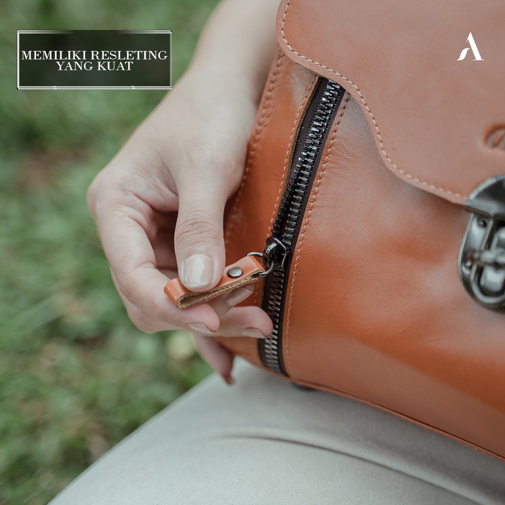 Tas Wanita Branded Model Selempang Slempang Jinjing Bahan 100% Kulit Sapi Asli Original Alona Aurora Leather Sling Bag