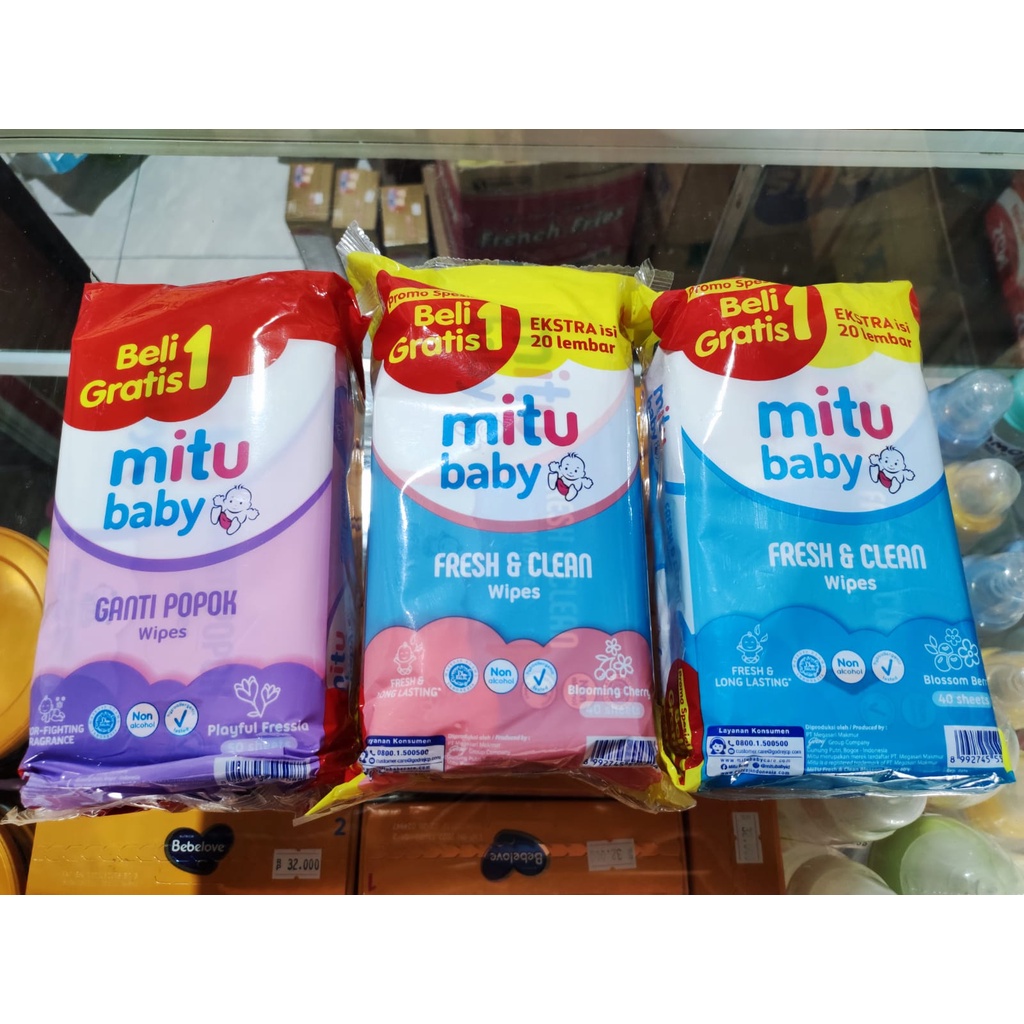 MITU Tisu Basah Bayi Beli 1 Gratis 1 50's + 50's / TISU BASAH MITU GANTI POPOK / UNGU / BIRU