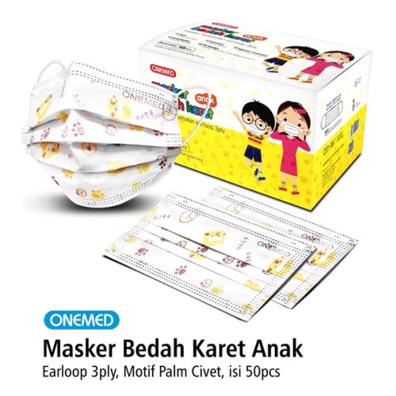 Masker Medis Karet Anak isi.50pcs karakter OneMed #AMG