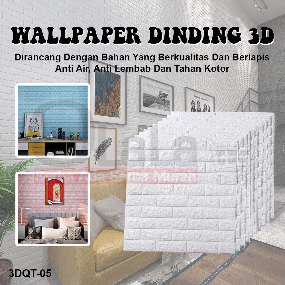 Wallpaper 3D Modern Foam Batu Bata Ukuran 70 X 77 Wall Sticker 3DQT-05-2