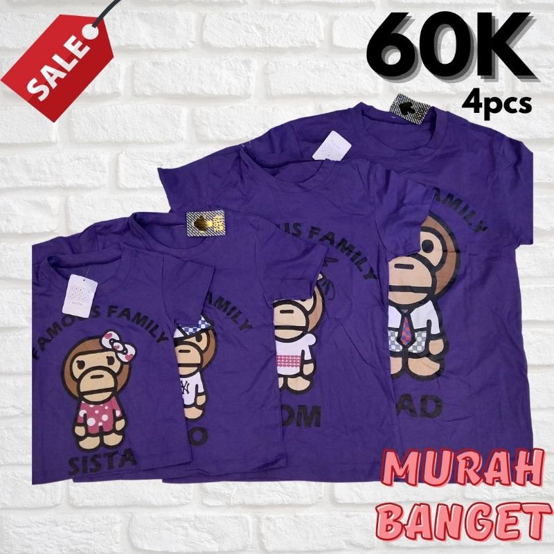 FAMILY COUPLE/KAOS COUPLE KELUARGA MOTIF MONKEY  KATUN PREMIUM SUPER MURAH