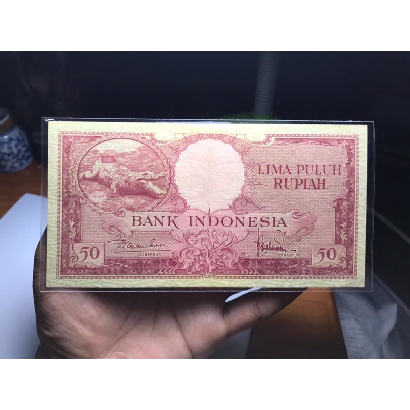 Uang Kuno 50 Rupiah Buaya 1957 UNC 0333
