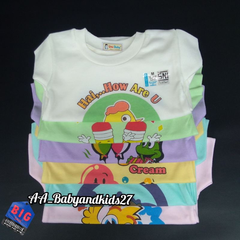 3PC KAOS BAYI ONE BABY SABLON-OBLONG BAYI ONE BABY GAMBAR-OBLONG BAYI MURAH BERKUALITAS