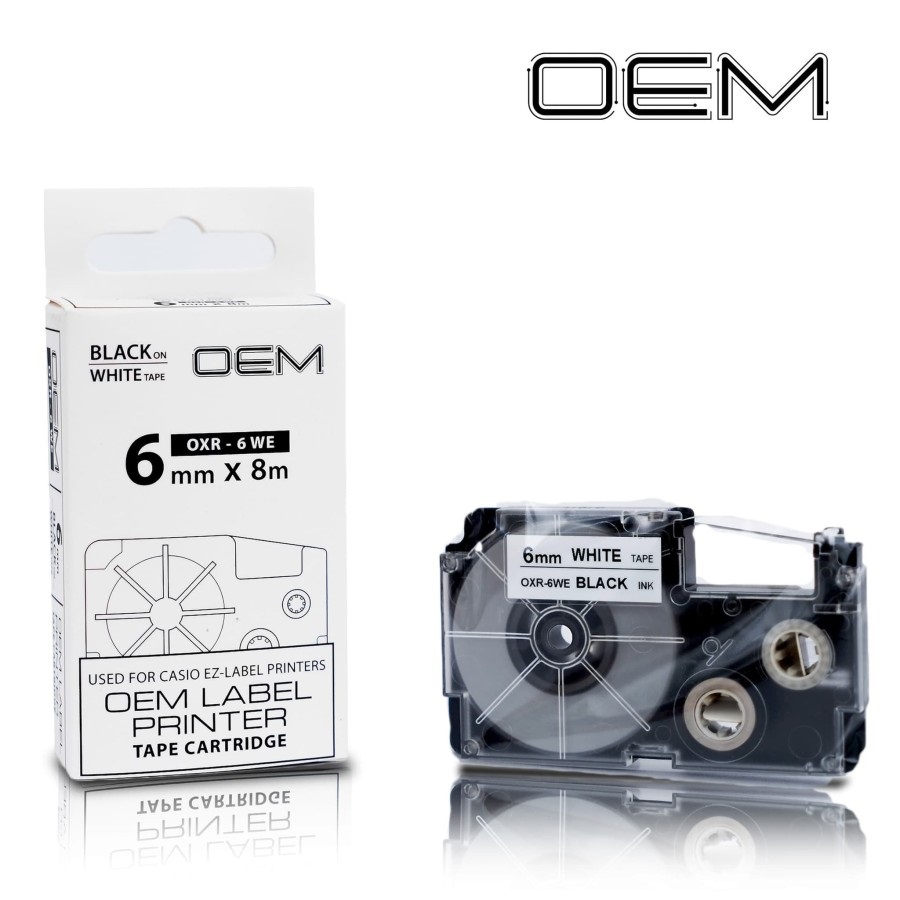 OEM TAPE EZ LABEL CASIO 6MM BLACK INK