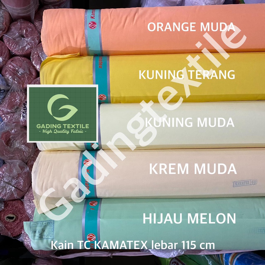 ( per 1 roll ) Kain tetoron katun warna kelir TC KAMATEX lebar 115 cm isi 54 meter bahan baju kemeja hem seragam sekolah kerja gamis koko dress kerudung jilbab jilbab mori kafan craft kerajinan tangan taplak meja bendera umbul umbul dekorasi dekor