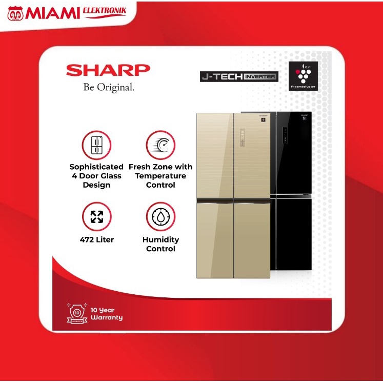 Lemari Es SHARP 4 Pintu  SJ-IF51PG-BK / Kulkas SHARP 472 Liter SJIF51PGBK / SJIF51PG