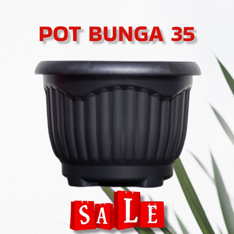 [NEW] Pot Bunga Hitam 35 Noni | Pot Tanaman Plastik Murah Hitam 35 Noni