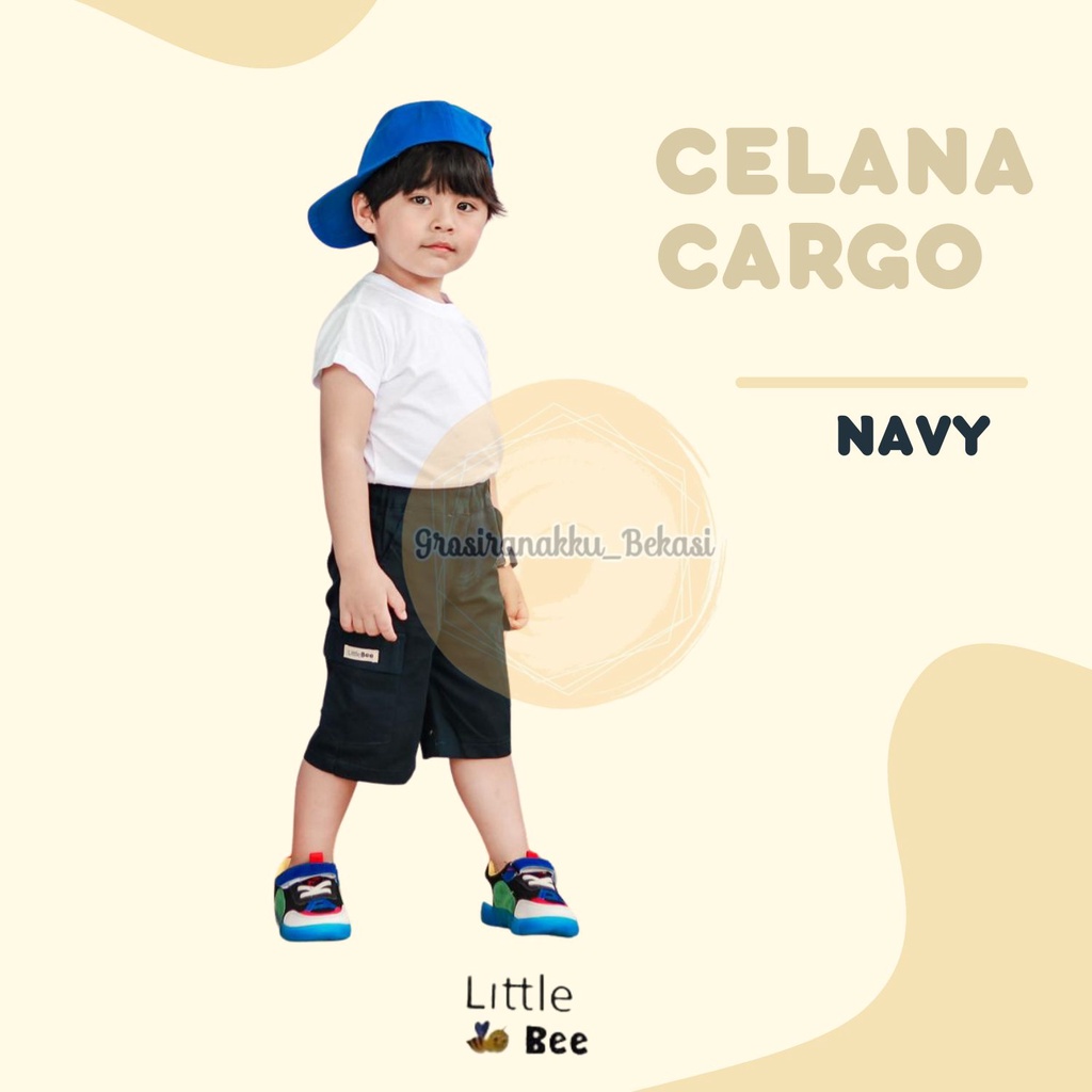 Celana Anak Cargo Pendek Littlebee Navy Size 1-5Thn