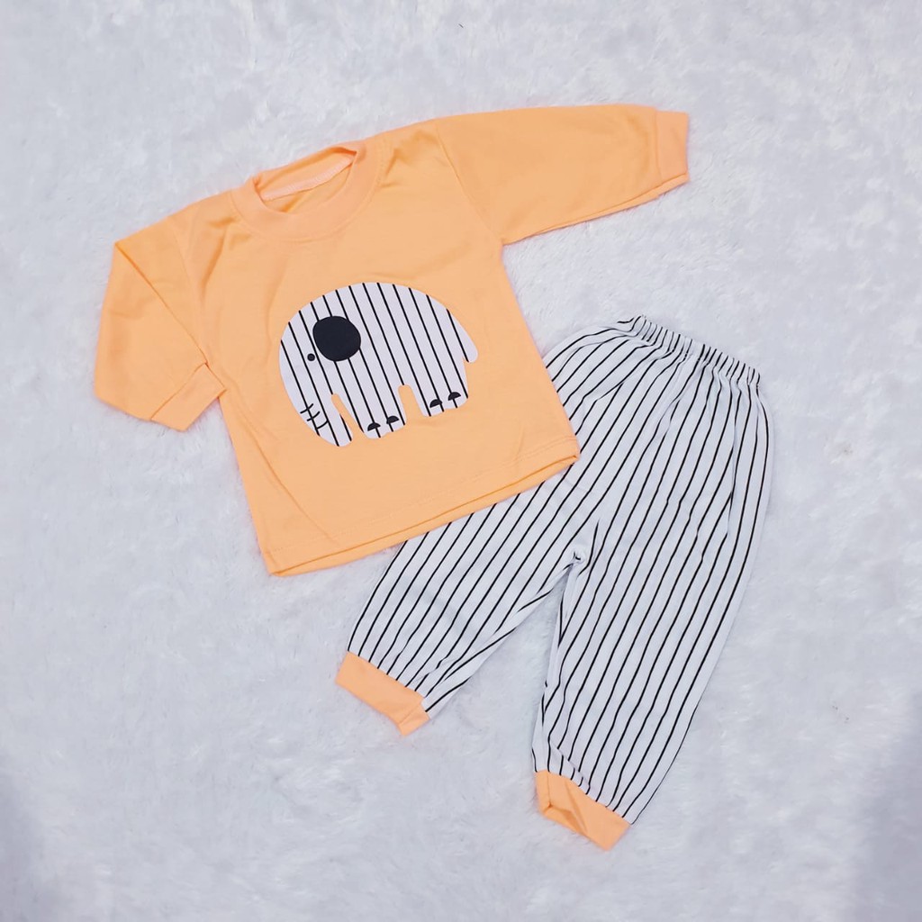 COD Bayar Ditempat Baju Anak Piyama Panjang Gajah Salur Baby Alicia