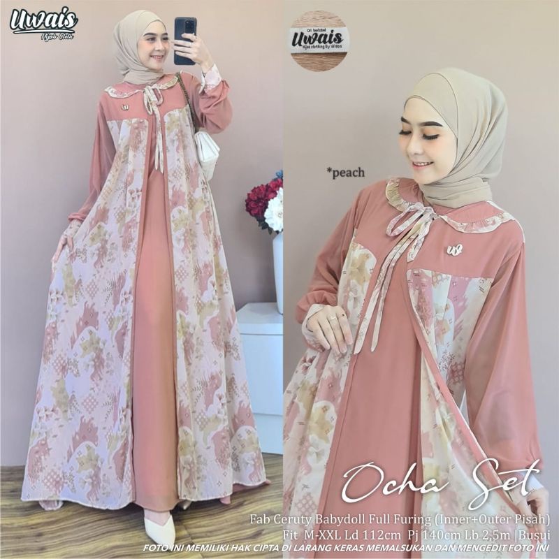 Uwais Ocha Set | Gamis Set Inner Dan Outer Pisah Ocha Dress Original Berlabel Uwais