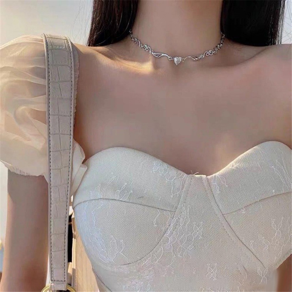 Kalung Rantai Choker Bentuk Sayap Malaikat Untuk Wanita