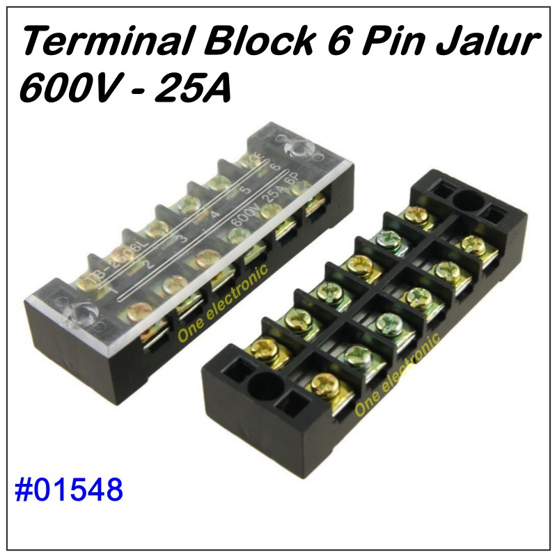 Jual Terminal Block Listrik 6 Pole Jalur AC DC 600V 25A Circuit Arus ...