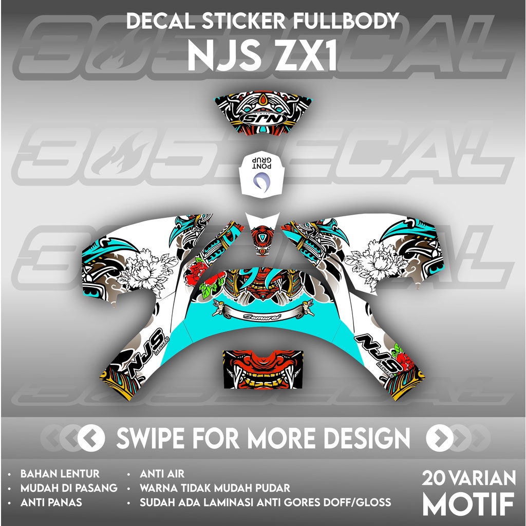 Sticker decal helm NJS ZX1 motif Samurai