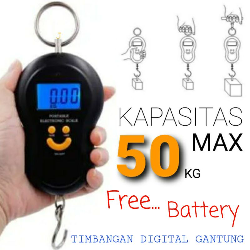 Timbangan Barang Digital   Gantung Koper Tangan 40Kg Led Nyala Portable / Timbangan koper Portable / TIMBANGAN MINI PORTABLE