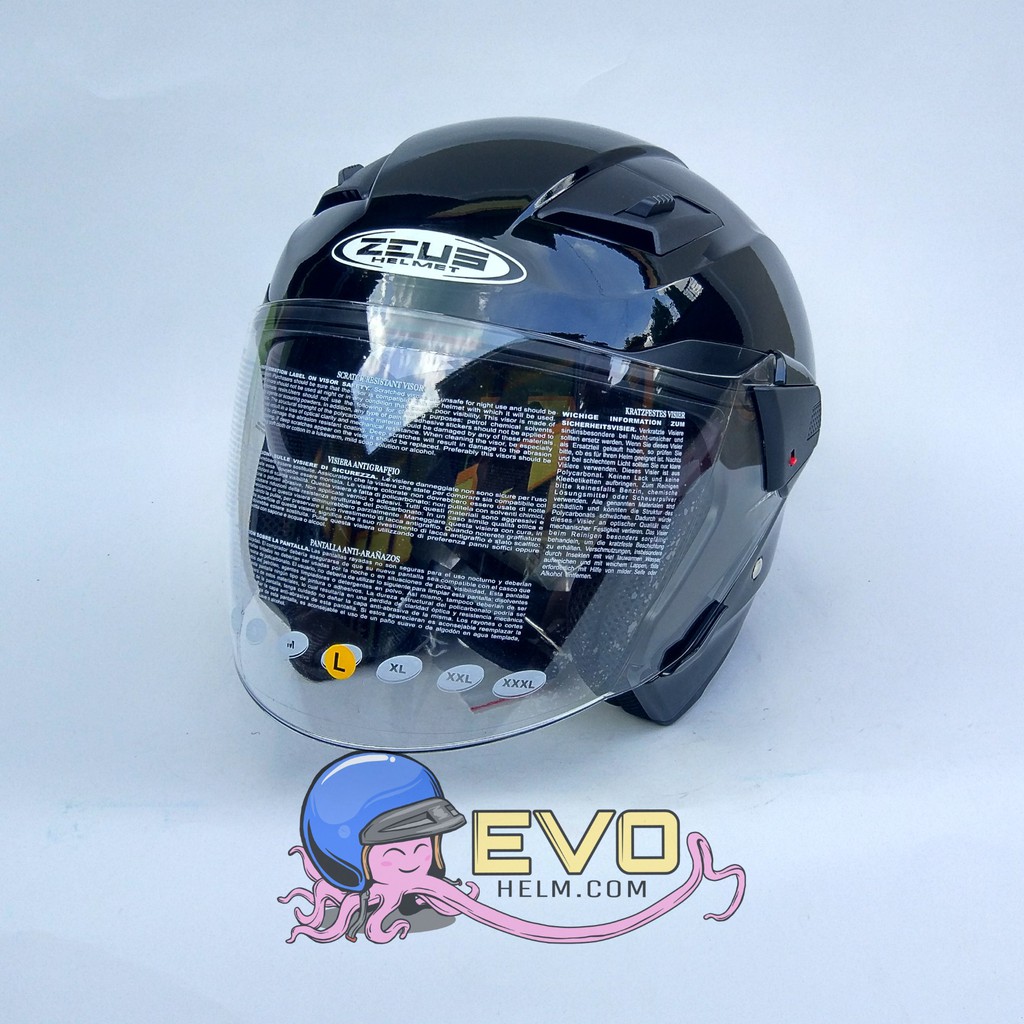 HELM ZEUS 611 BLACK ORIGINAL HELM ZEUS ZS611 SOLID BLACK HALFFACE BLACK METALIC