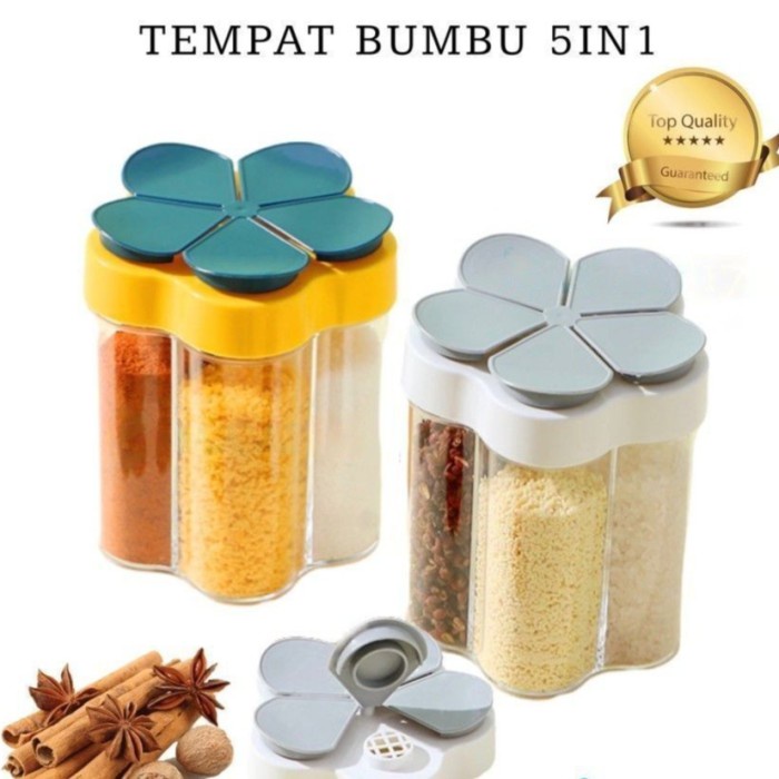 TEMPAT BUMBU 5IN1 TABUR / TEMPAT BUMBU 5 SEKAT BUNGA / KOTAK BUMBU