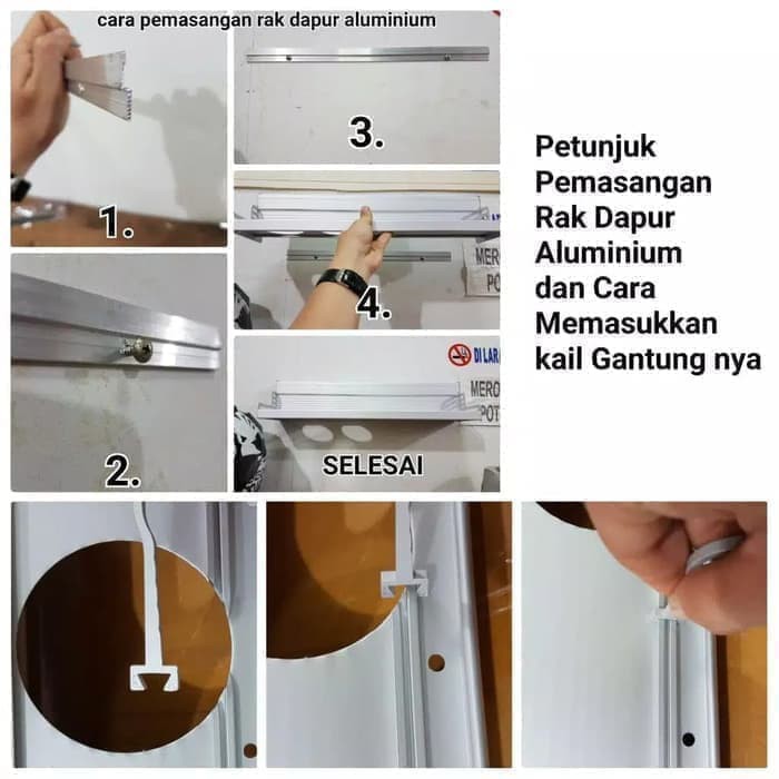 Rak Dinding 60cm Dapur Aluminium - Tempat Bumbu Pisau dan alat dapur