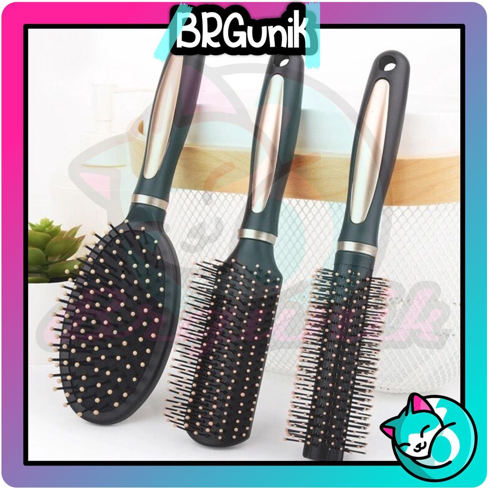 BRGUNIK Hair Brush Sisir Semua Jenis Rambut Anti Kusut dan Pijat Kepala Flat Sisir R665