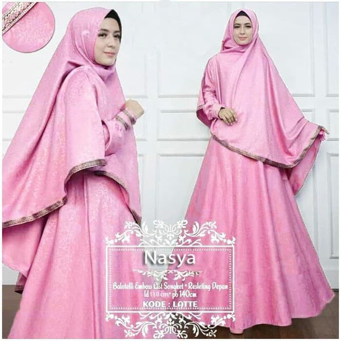 ORIGINAL Gamis Syari 2in1 Nasya - 7 warna free jilbab good merchant