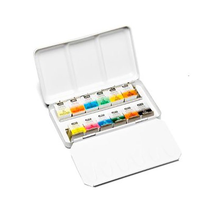 Pebeo Watercolour Aquarelle Fine Pocket Metal Box 12 Half Pans