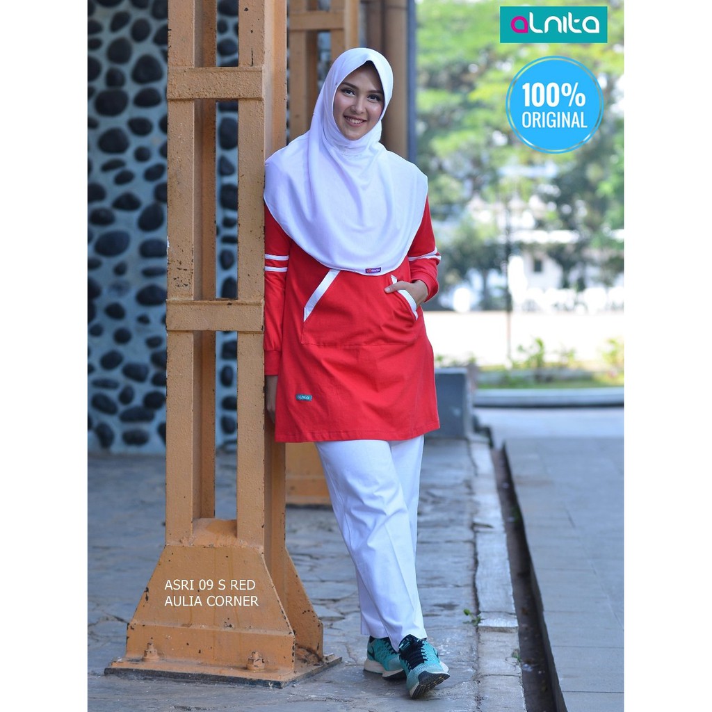 Busana Muslim Wanita Setelan Olahraga Alnita ASRI 09 Red ORIGINAL Baju Olahraga Anak Perempuan