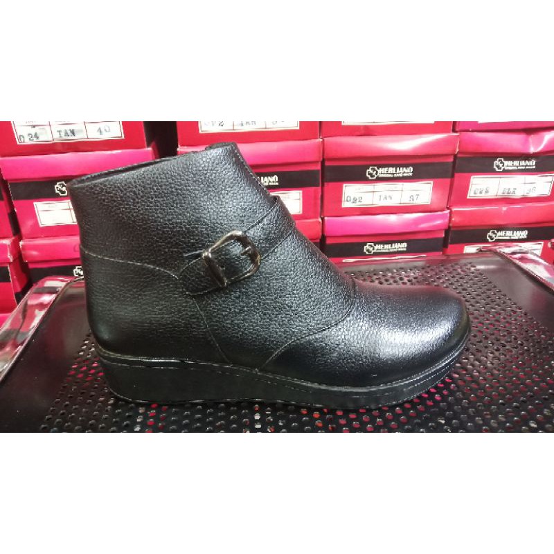 SEPATU BOOT WEDGES WANITA KULIT ASLI/cbdytgrosir