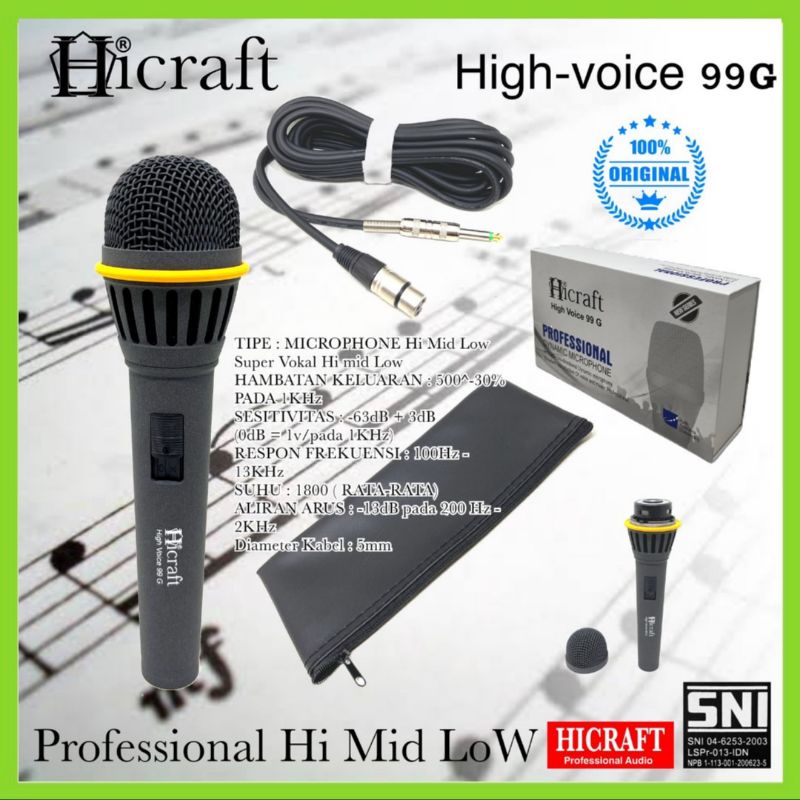 Mic Kabel Hicraft High Voice 99G Microphone Vokal, Pidato, Mc, Karaoke