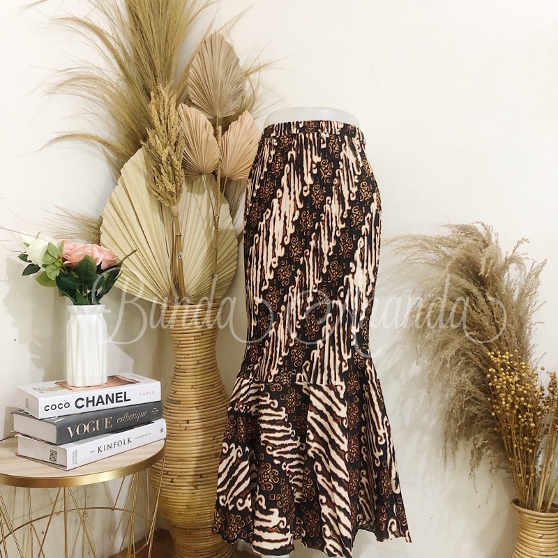 Rok Batik Plisket Duyung-Parang Mocca