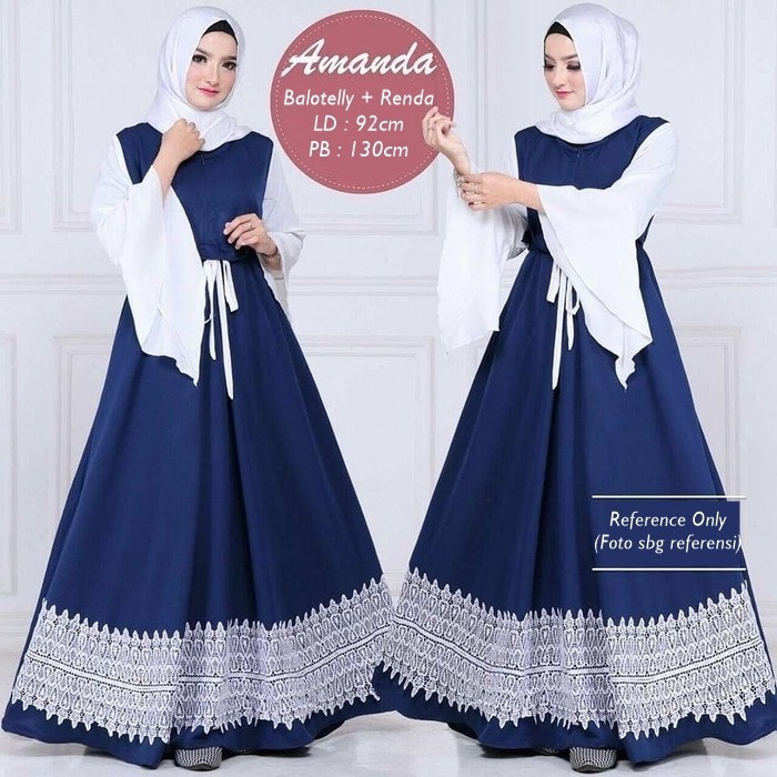 Baju Muslim Amanda Dress Navy Diskon