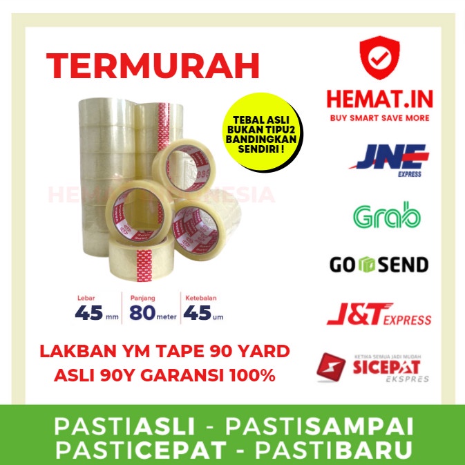 

LAKBAN BENING 90 YARD 90YARD FULL ASLI 80 METER 45 MM TEBAL PACKING