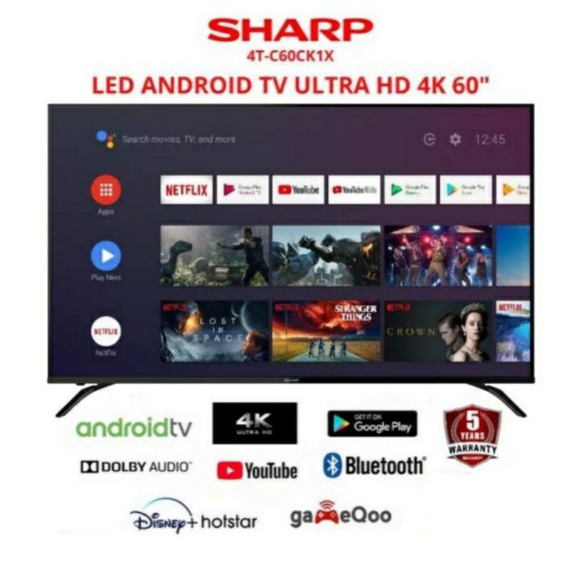 SHARP LED TV 4T-C60CK1X SMART ANDROID 4K ULTRA HDR 60 INCH