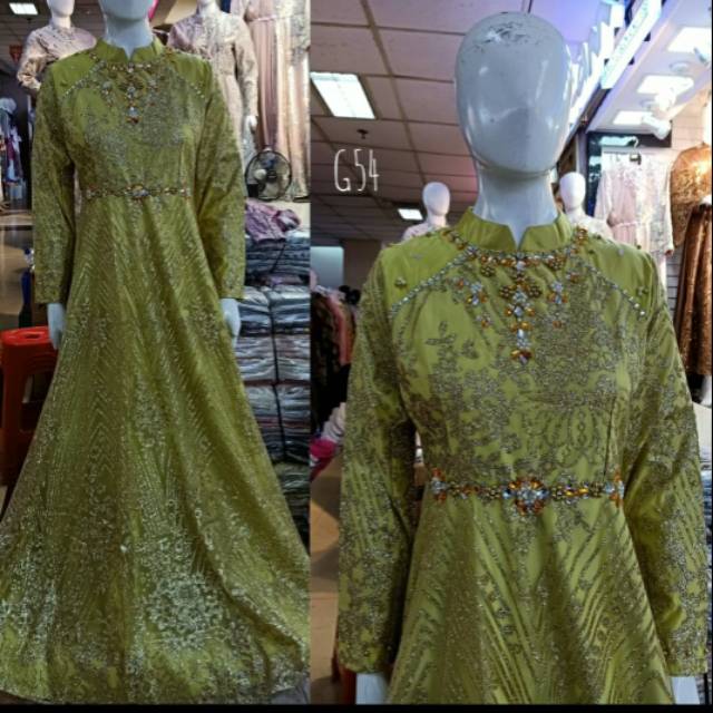 Gamis bridal kombinasi tile/gaun pesta muslim/dress pesta lamaran