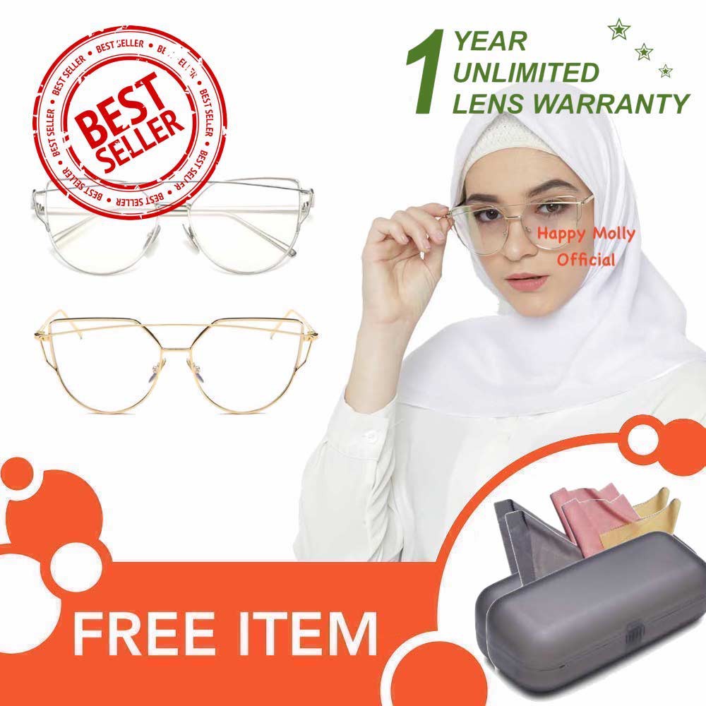 Kacamata Anti Radiasi - Fashion Eye Cat Wanita Hijab Korea - Free Kotak &amp; Lap Kacamata - NY Group