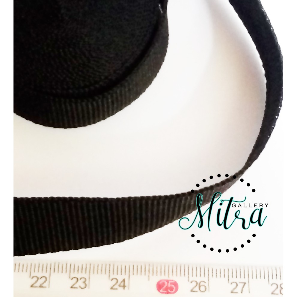 (1 roll 22rb) Tali Webbing 2cm Meteran Hitam