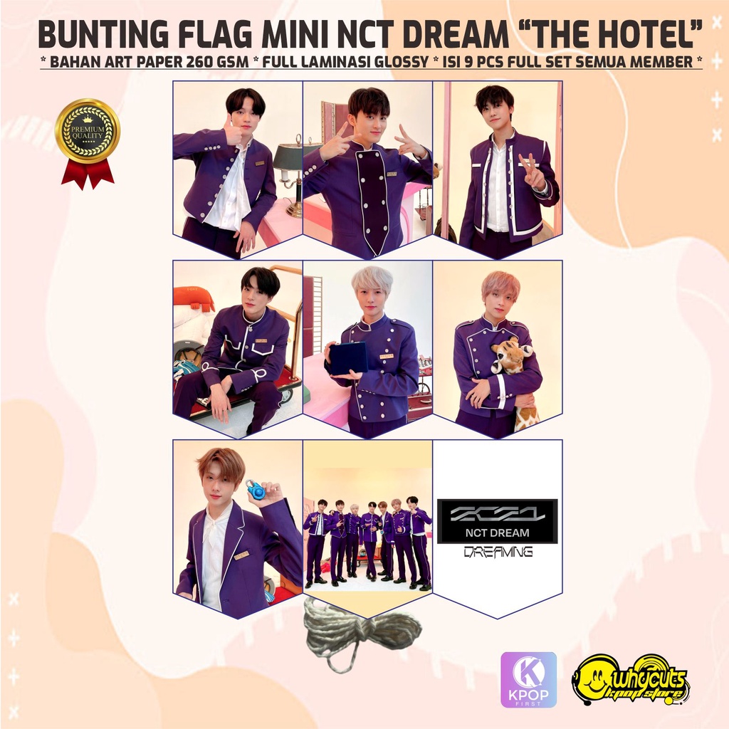 BUNTING FLAG GARLAND PREMIUM NCT DREAM / DREAMING / HELLO FUTURE / HOT SAUCE / PRINT 1 SISI FULL LAMINASI ANTI AIR