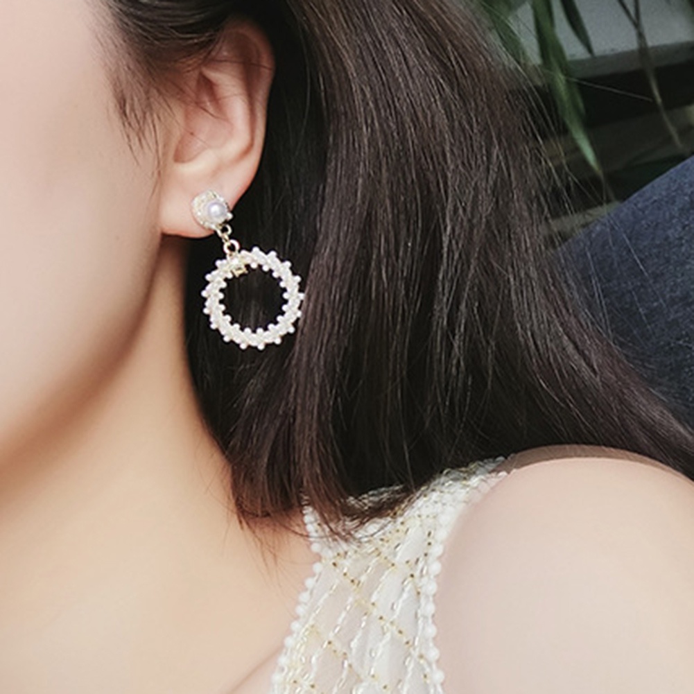 Hu Hu Hu Hu Hu Alat Bantu Pasang Kacamata♡ Anting Tusuk Gantung Wanita Desain Persegilingkaran Hollowmutiara Imitasi Gaya Barok Menarik Untuk Hadiah