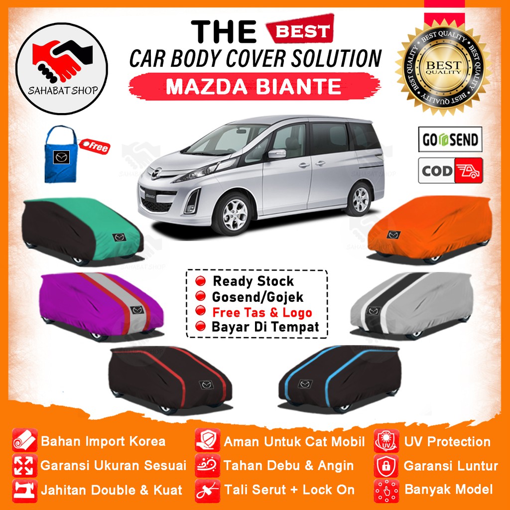 Sahabat Body Cover Mobil Biante / Sarung Penutup Mazda Biante Outdoor / Selimut Tutup Mantel Pelindung Jas Pembungkus Terpal Kerudung Mantol Kelambu Kerodong Bungkus Tutupan  Mobil Biante Waterproof Anti Air Model Orange