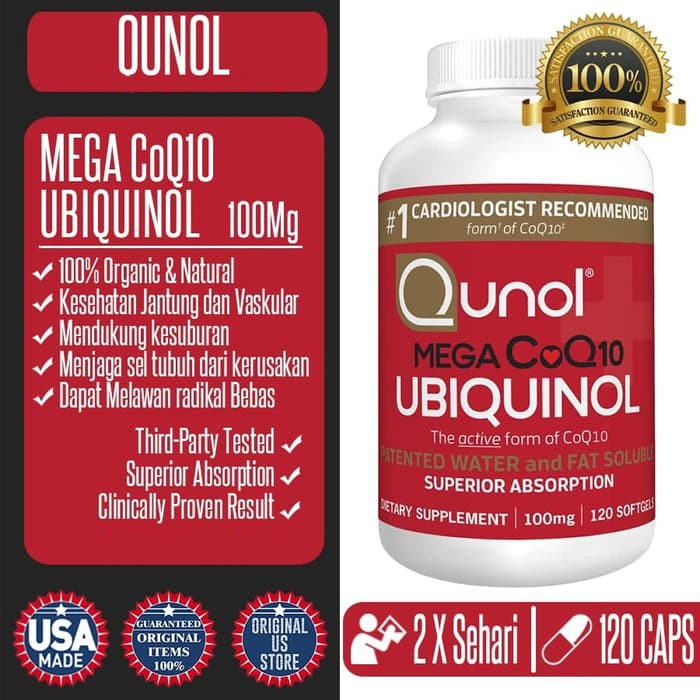 Qunol Mega Ubiquinol CoQ10 100mg - Suplemen Jantung Best Seller USA
