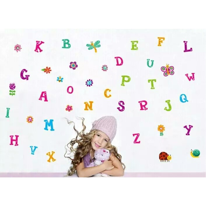 RELIZA Wall Sticker / Stiker Dinding STUDY ALPABETH HURUF ANAK KIDS BELAJAR JM8321