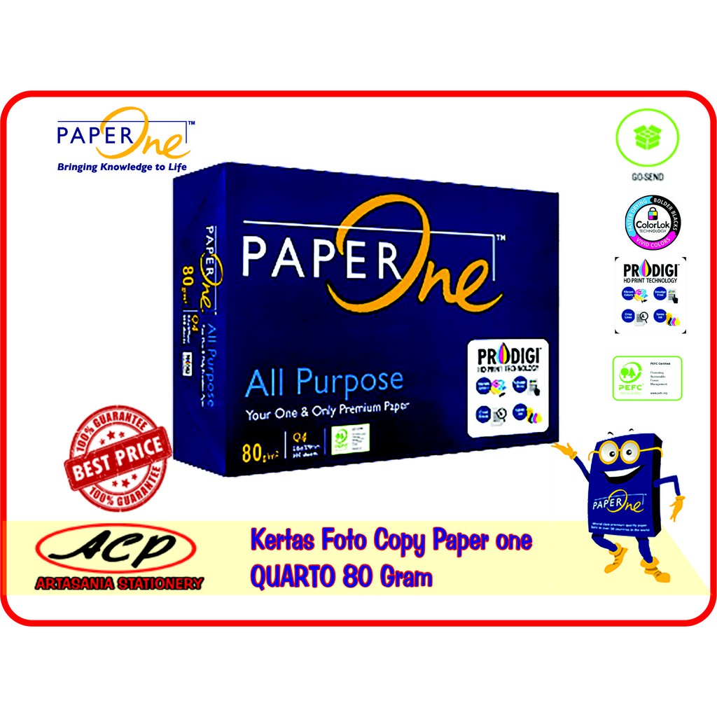 

Kertas fotocopy HVS murah Paper one ukuran Quarto 80 gram